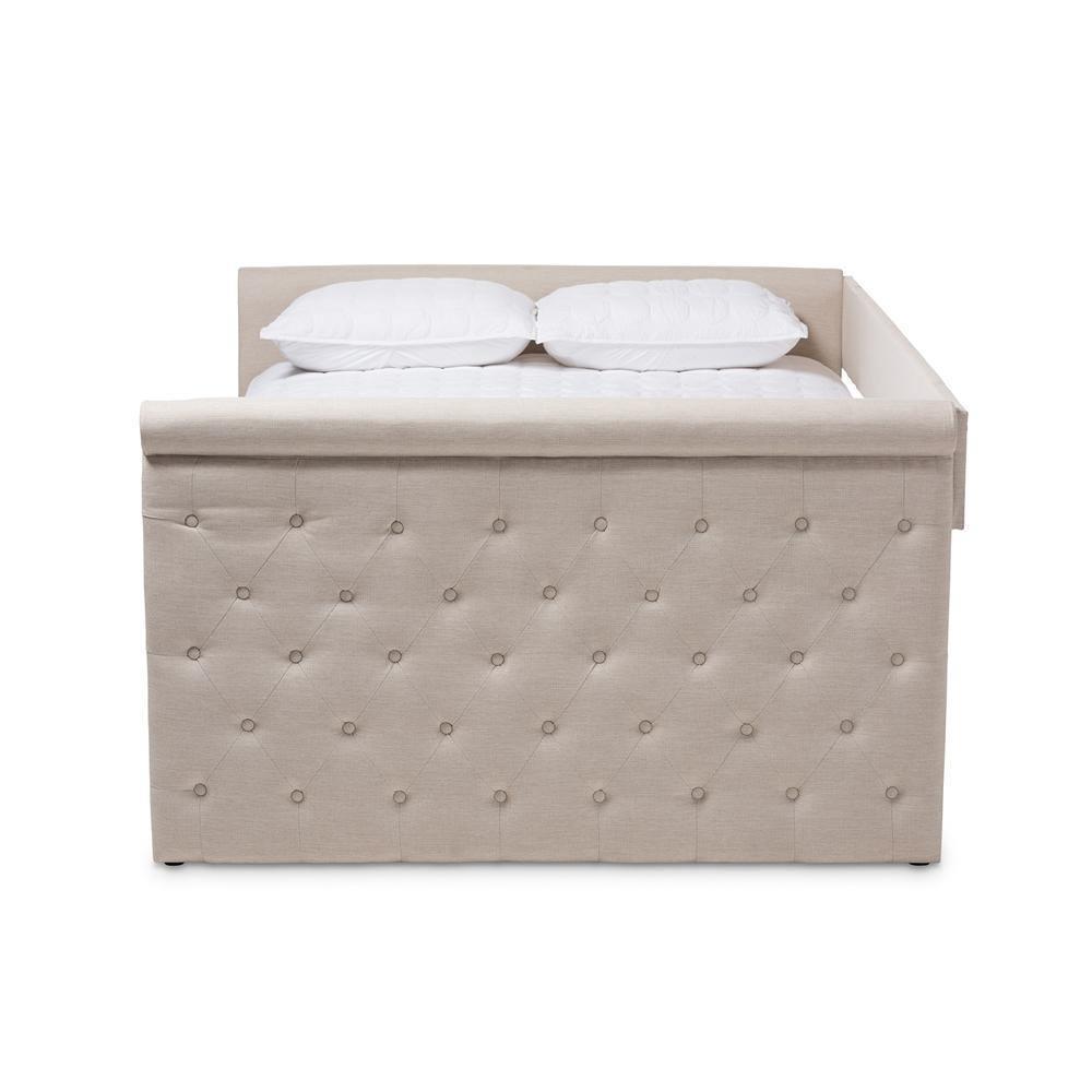 Amaya Modern and Contemporary Light Beige Fabric Upholstered Full Size Daybed FredCo