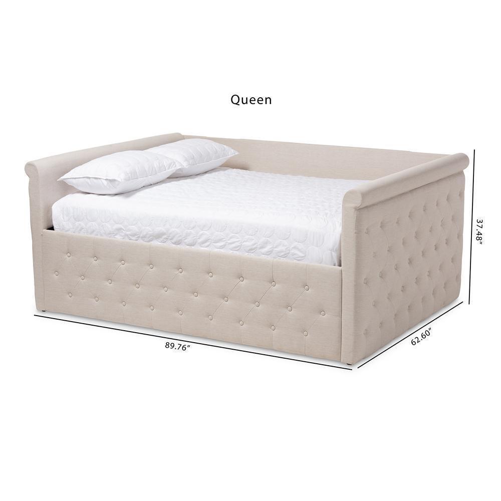 Amaya Modern and Contemporary Light Beige Fabric Upholstered Full Size Daybed FredCo