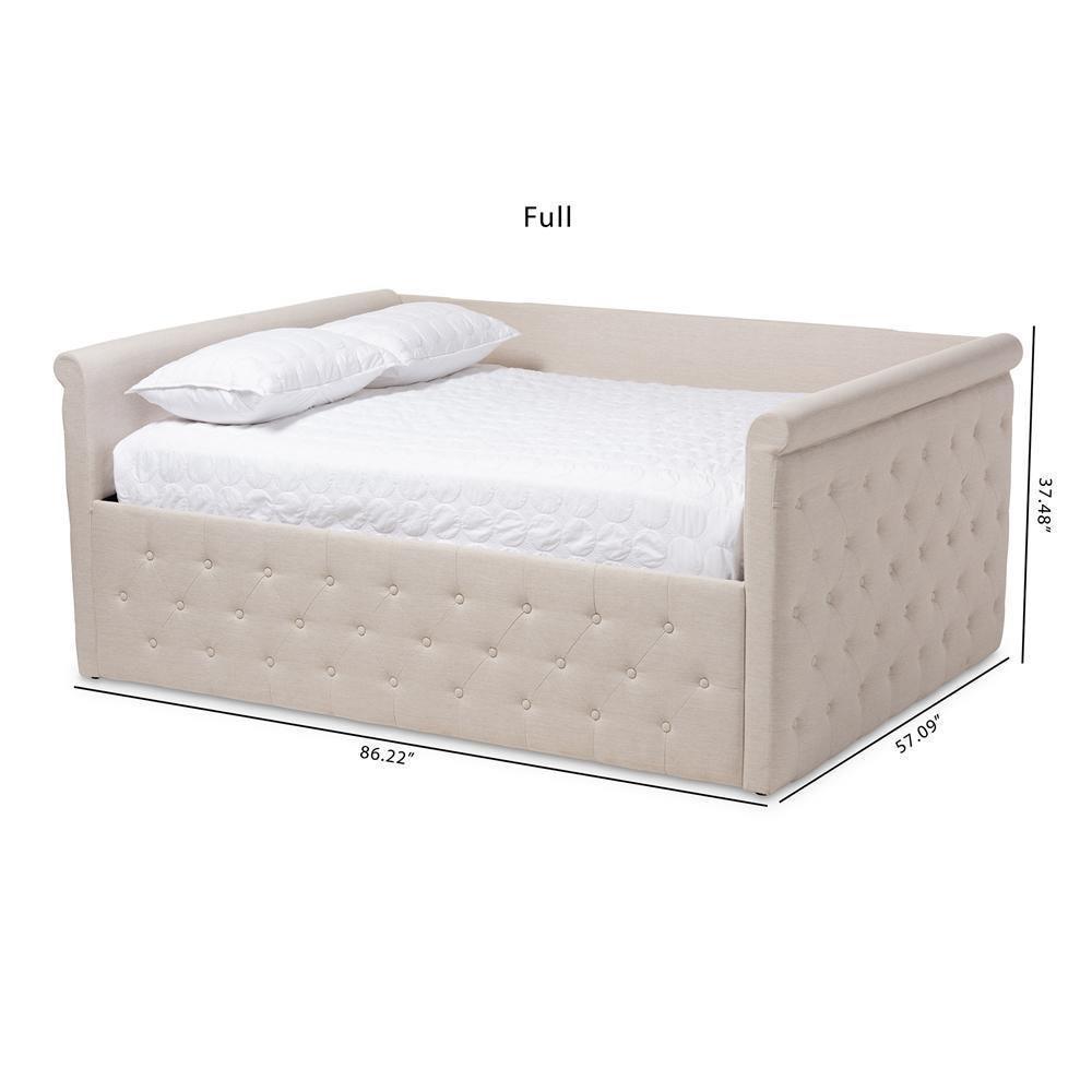 Amaya Modern and Contemporary Light Beige Fabric Upholstered Full Size Daybed FredCo