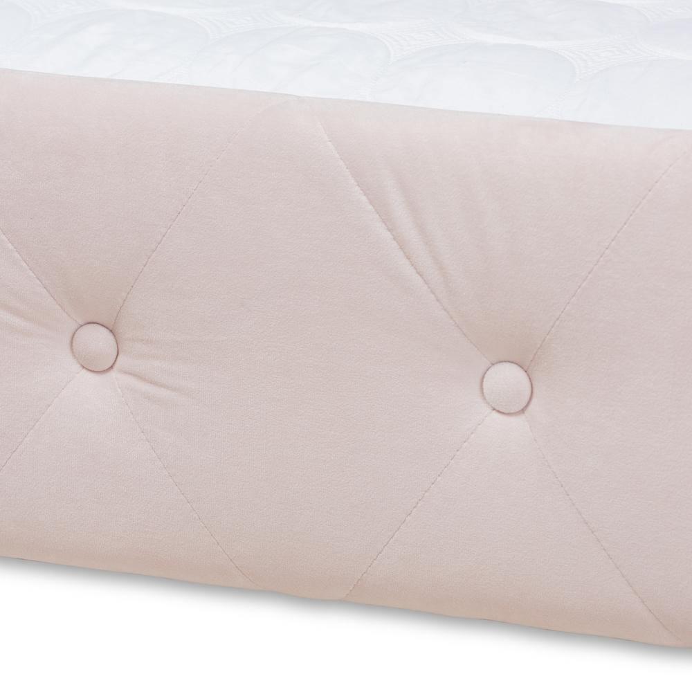 Amaya Modern and Contemporary Light Pink Velvet Fabric Upholstered Full Size Daybed with Trundle FredCo