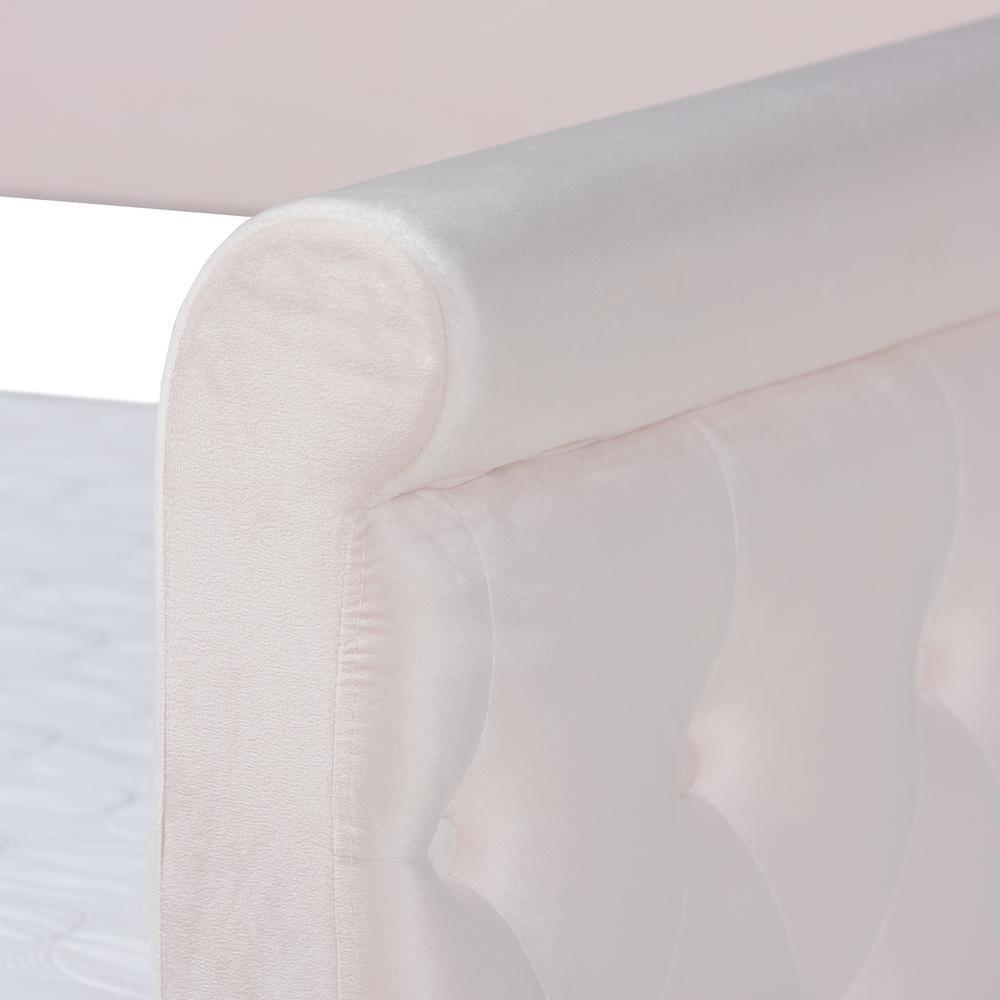 Amaya Modern and Contemporary Light Pink Velvet Fabric Upholstered Full Size Daybed with Trundle FredCo