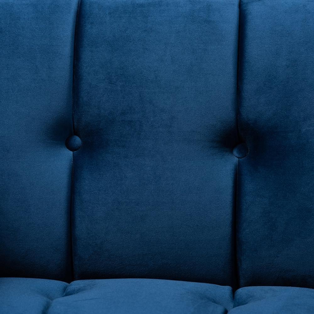 Ambra Glam and Luxe Navy Blue Velvet Fabric Upholstered and Button Tufted Armchair with Gold-Tone Frame FredCo