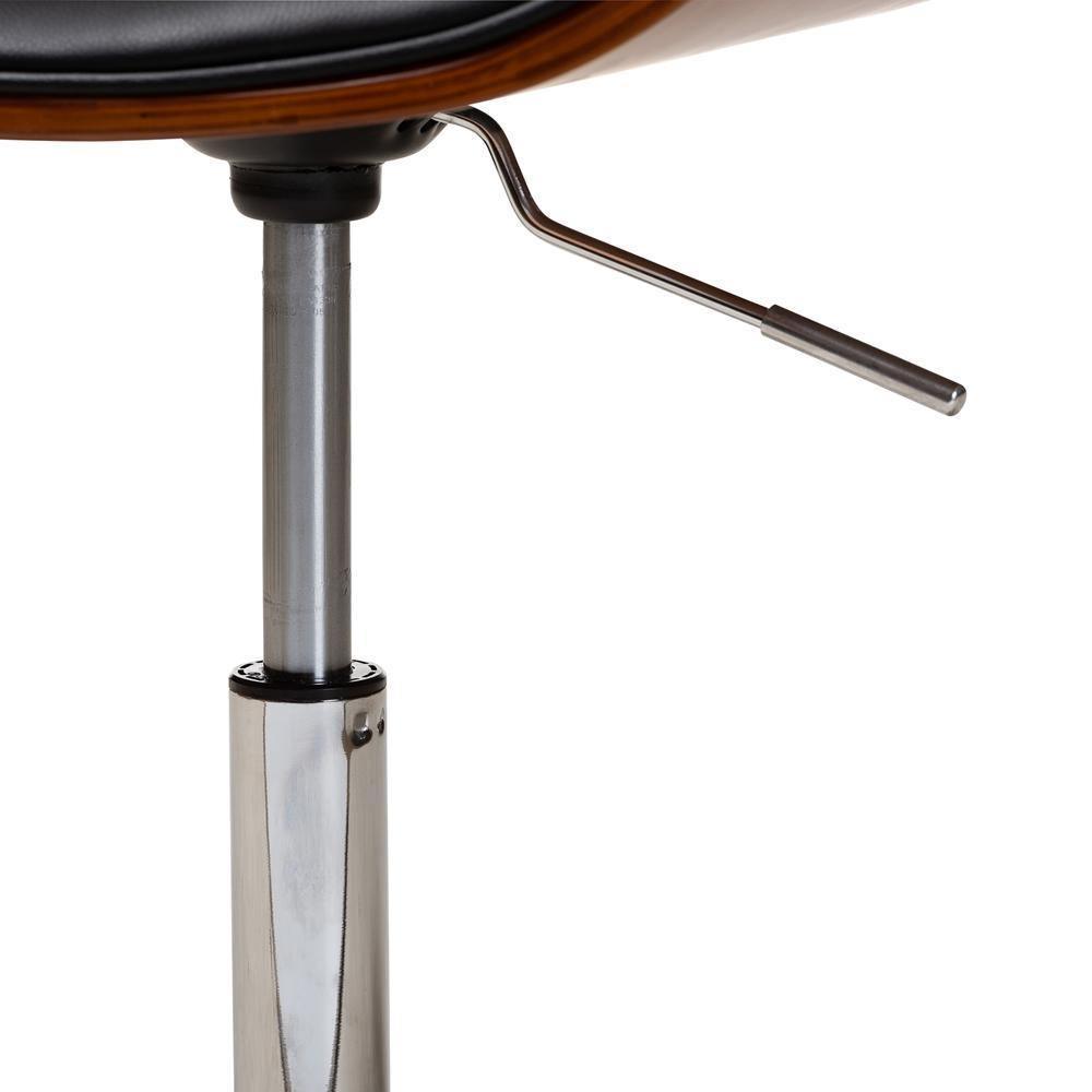 Ambrosio Modern and Contemporary Black Faux Leather Upholstered Chrome-Finished Metal Adjustable Swivel Office Chair FredCo