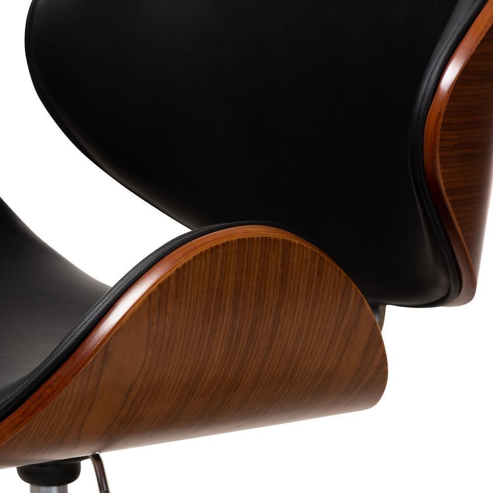 Ambrosio Modern and Contemporary Black Faux Leather Upholstered Chrome-Finished Metal Adjustable Swivel Office Chair FredCo