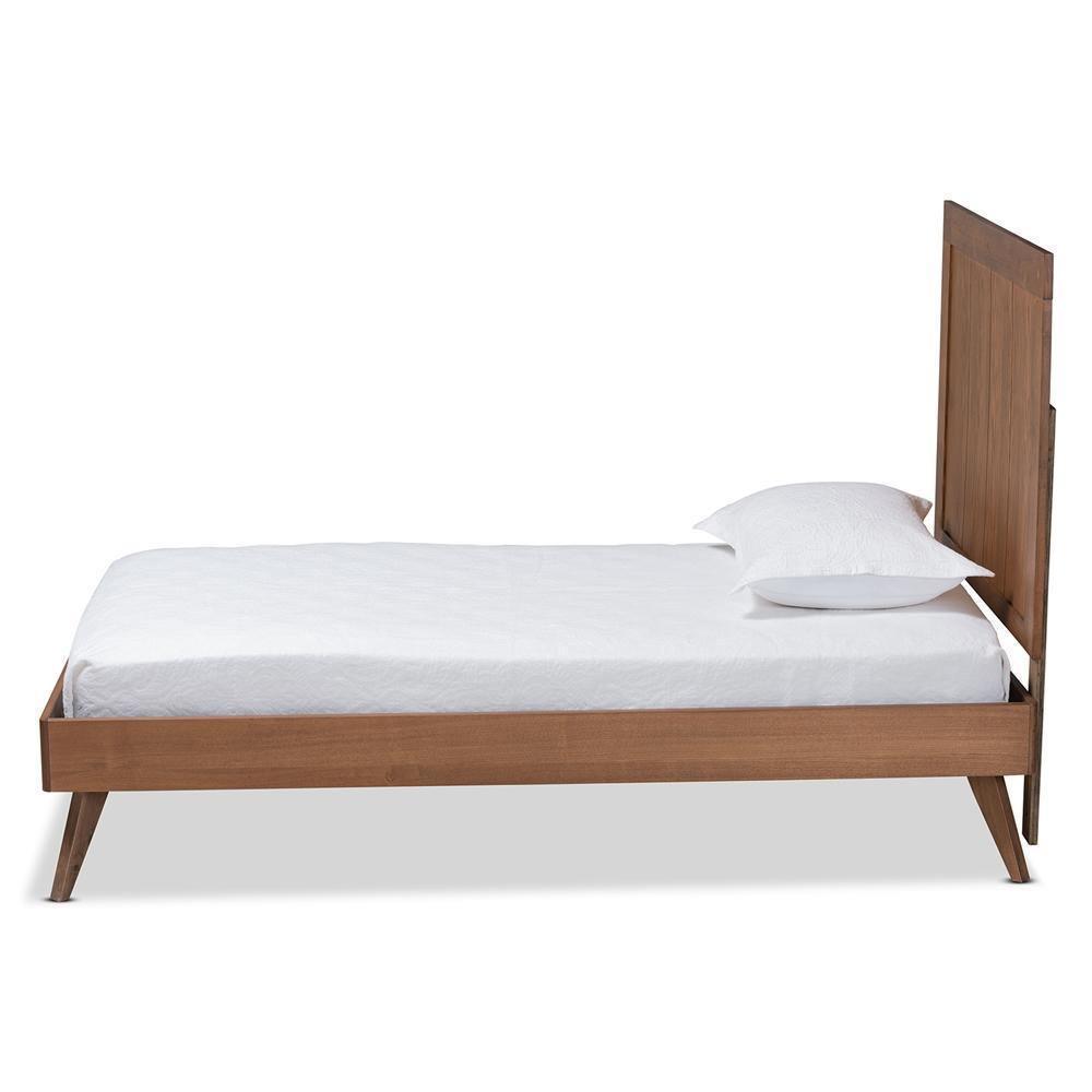 Amira Mid-Century Modern Transitional Ash Walnut Finished Wood Twin Size Platform Bed FredCo