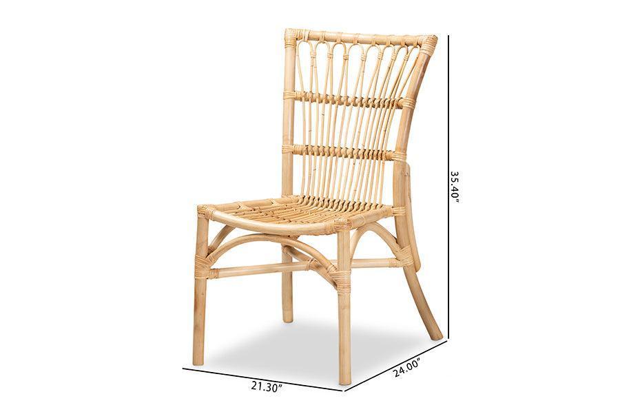 Ammi Modern Bohemian Natural Brown Rattan 2-Piece Dining Chair Set FredCo