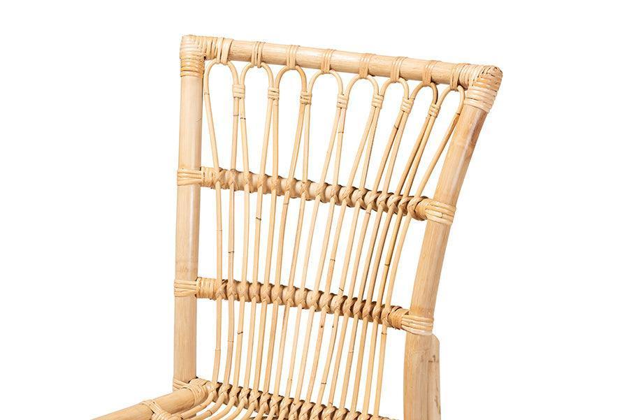 Ammi Modern Bohemian Natural Brown Rattan 2-Piece Dining Chair Set FredCo