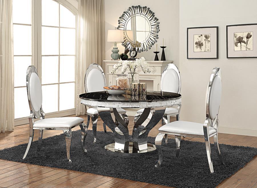 Anchorage 5-piece Round Dining Set Chrome 107891-S5 Coaster FredCo