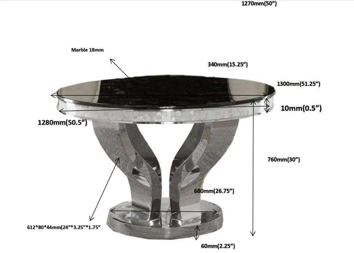 Anchorage Round Dining Table Chrome and Black 107891 Coaster FredCo