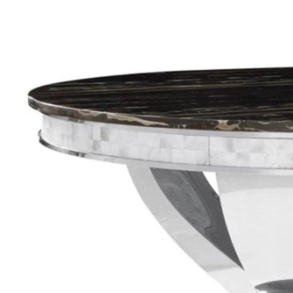 Anchorage Round Dining Table Chrome and Black 107891 Coaster FredCo
