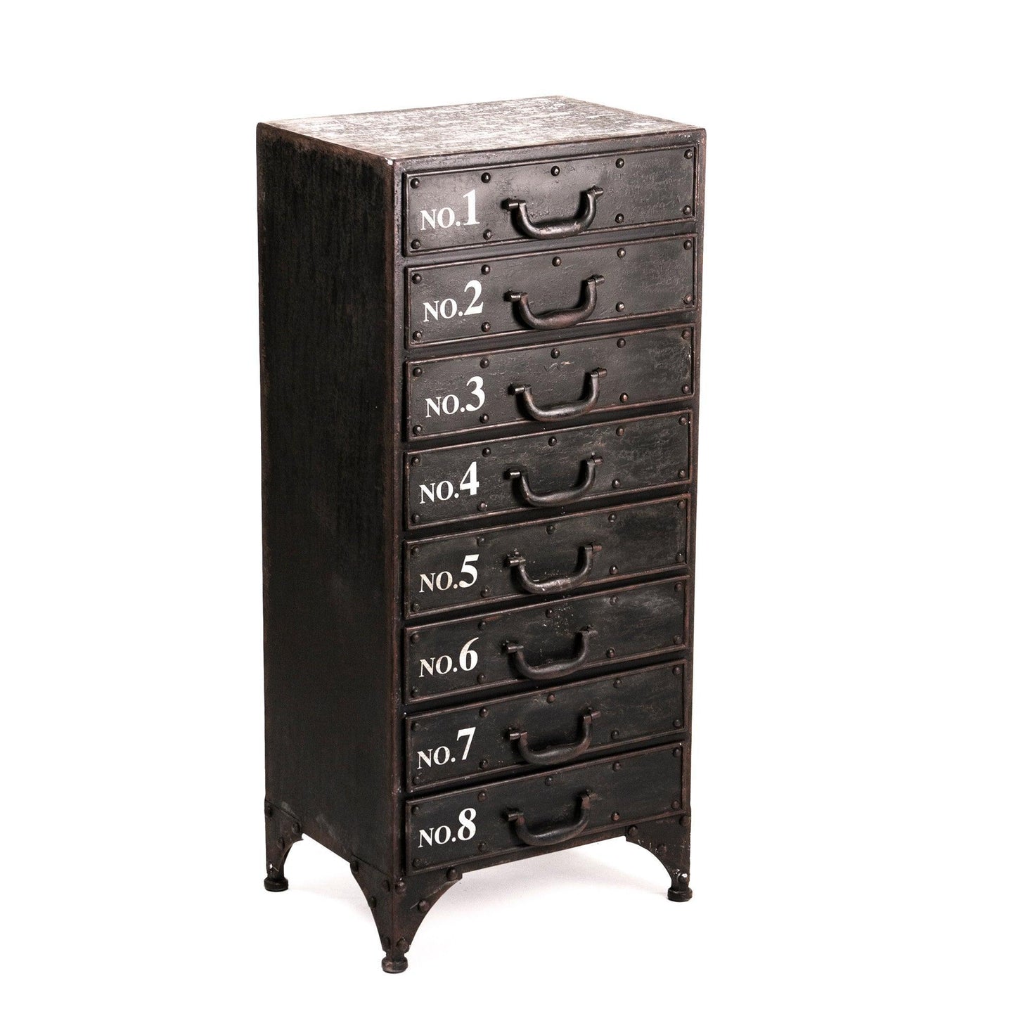 Andre Rustic Iron Cabinet, 8 Drawers FredCo