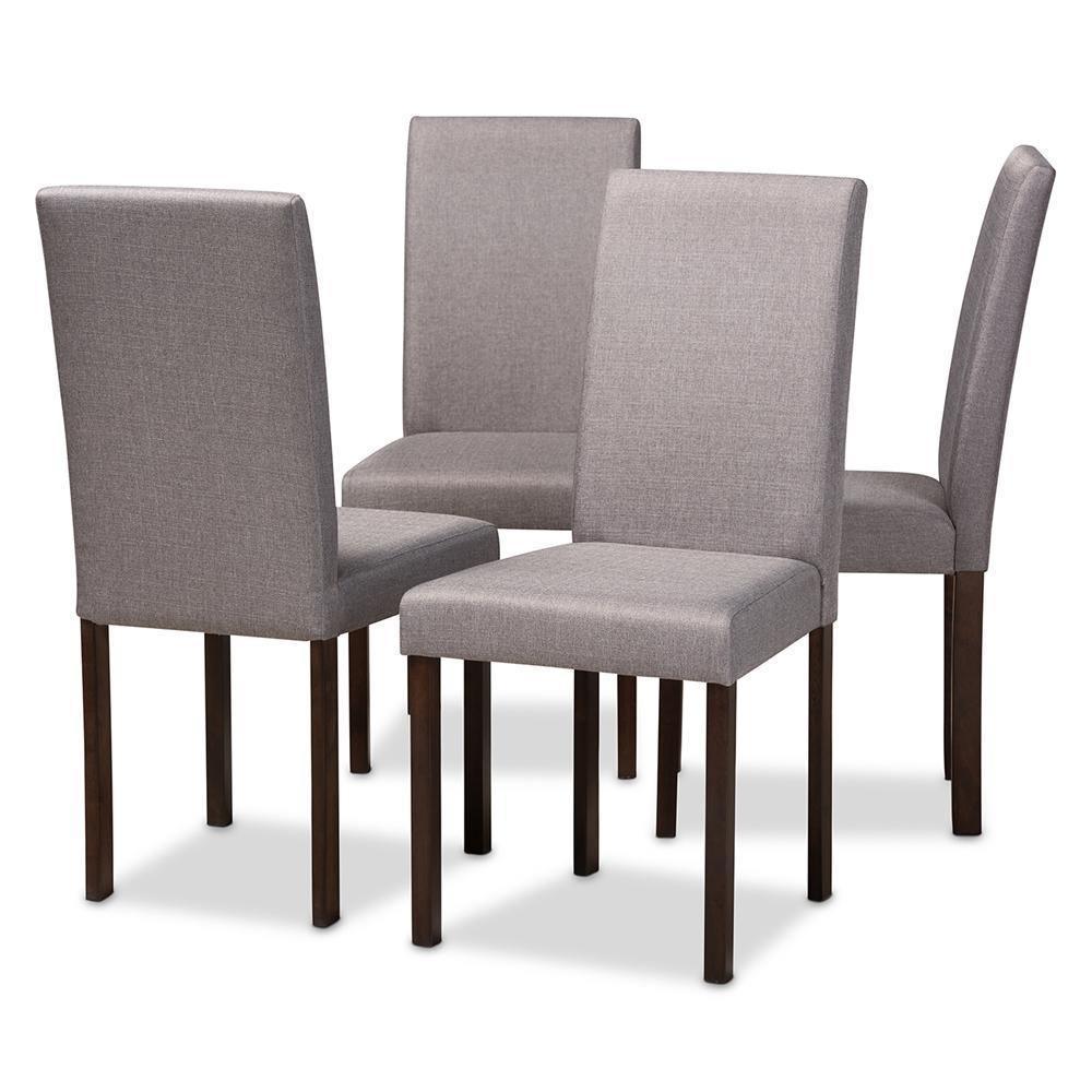 Andrew Contemporary Espresso Wood Grey Fabric Dining Chair (Set of 4) FredCo