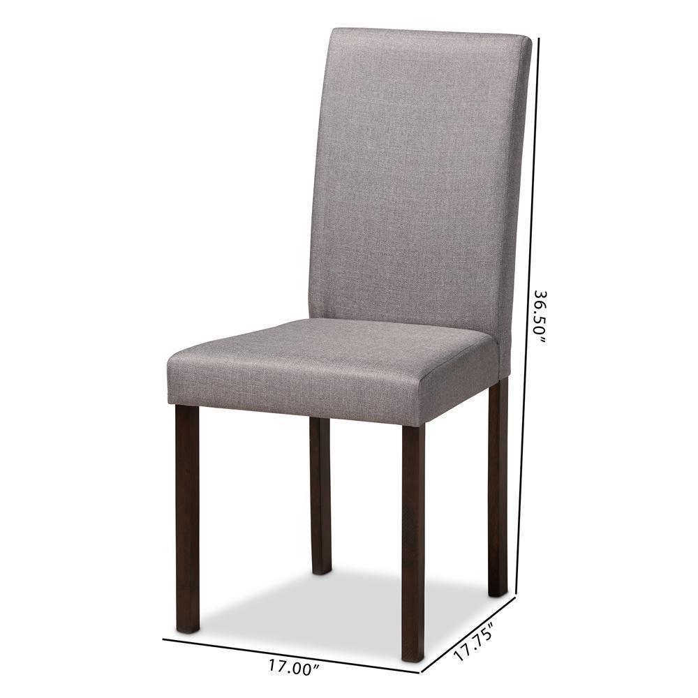 Andrew Contemporary Espresso Wood Grey Fabric Dining Chair (Set of 4) FredCo