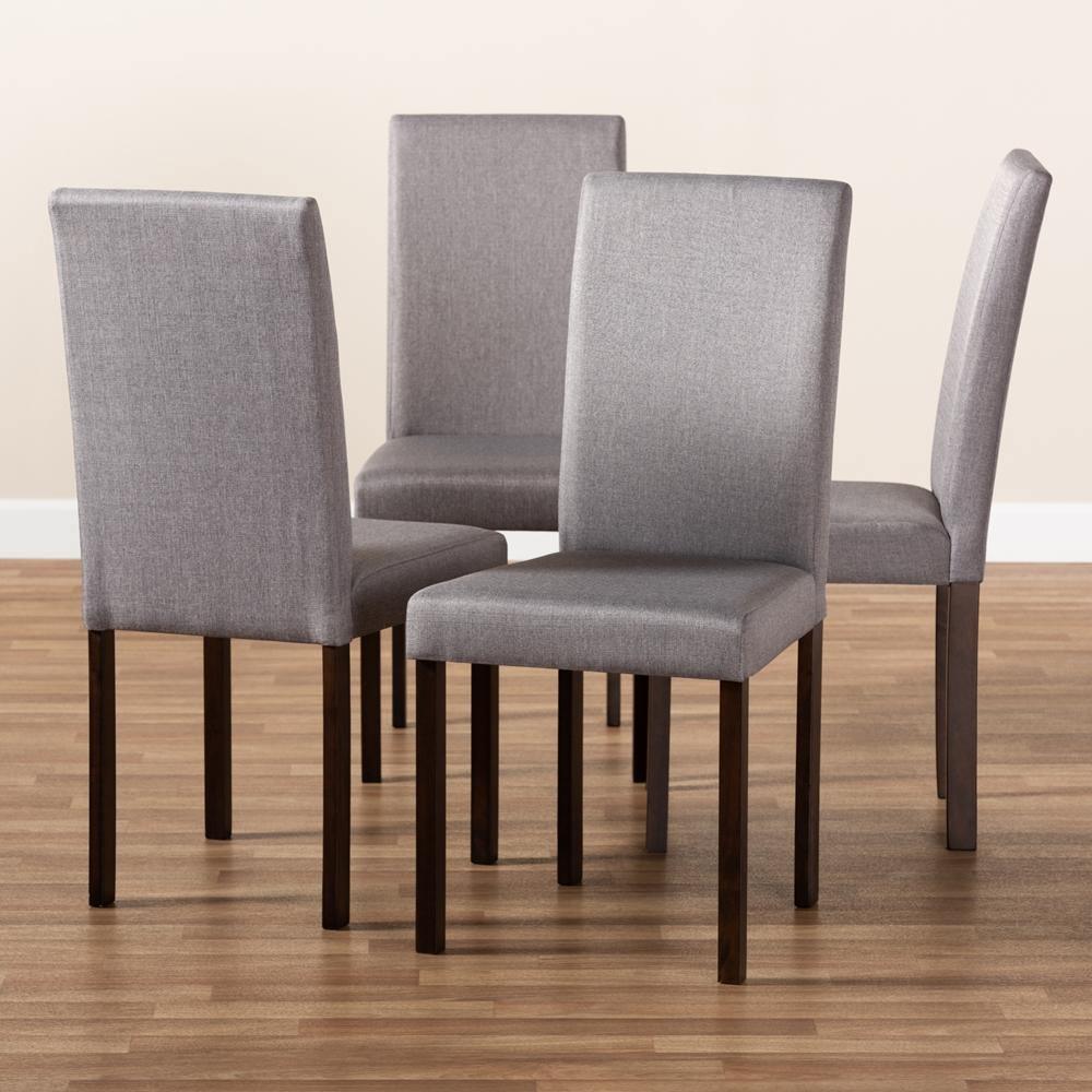 Andrew Contemporary Espresso Wood Grey Fabric Dining Chair (Set of 4) FredCo