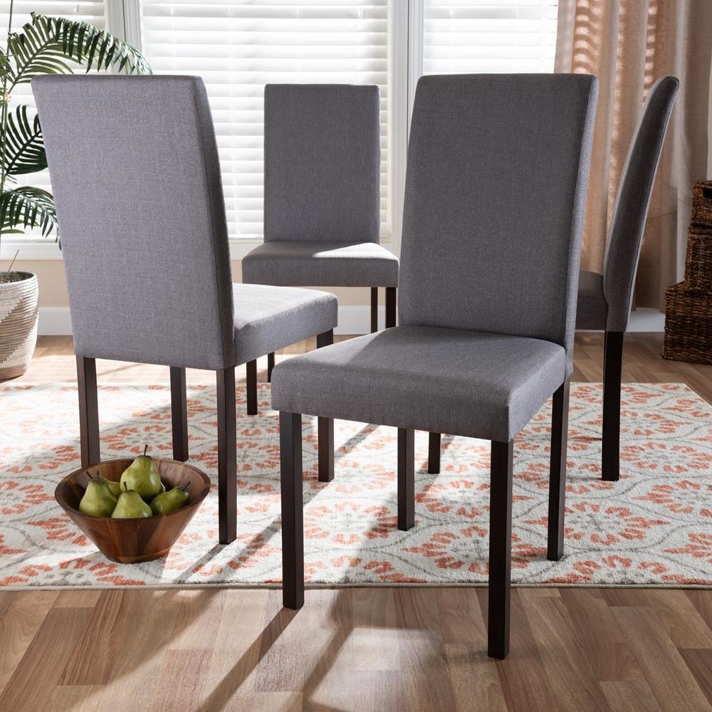 Andrew Contemporary Espresso Wood Grey Fabric Dining Chair (Set of 4) FredCo