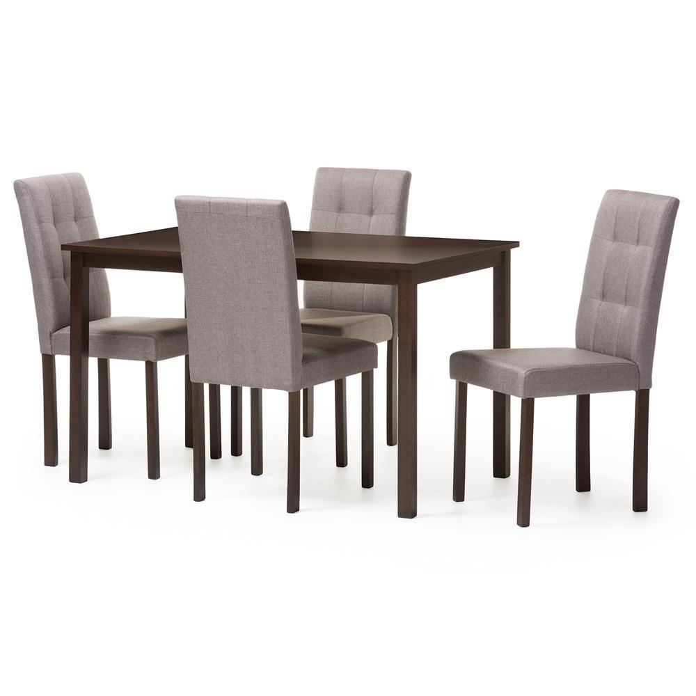 Andrew Modern and Contemporary 5-Piece Grey Fabric Upholstered Grid-tufting Dining Set FredCo