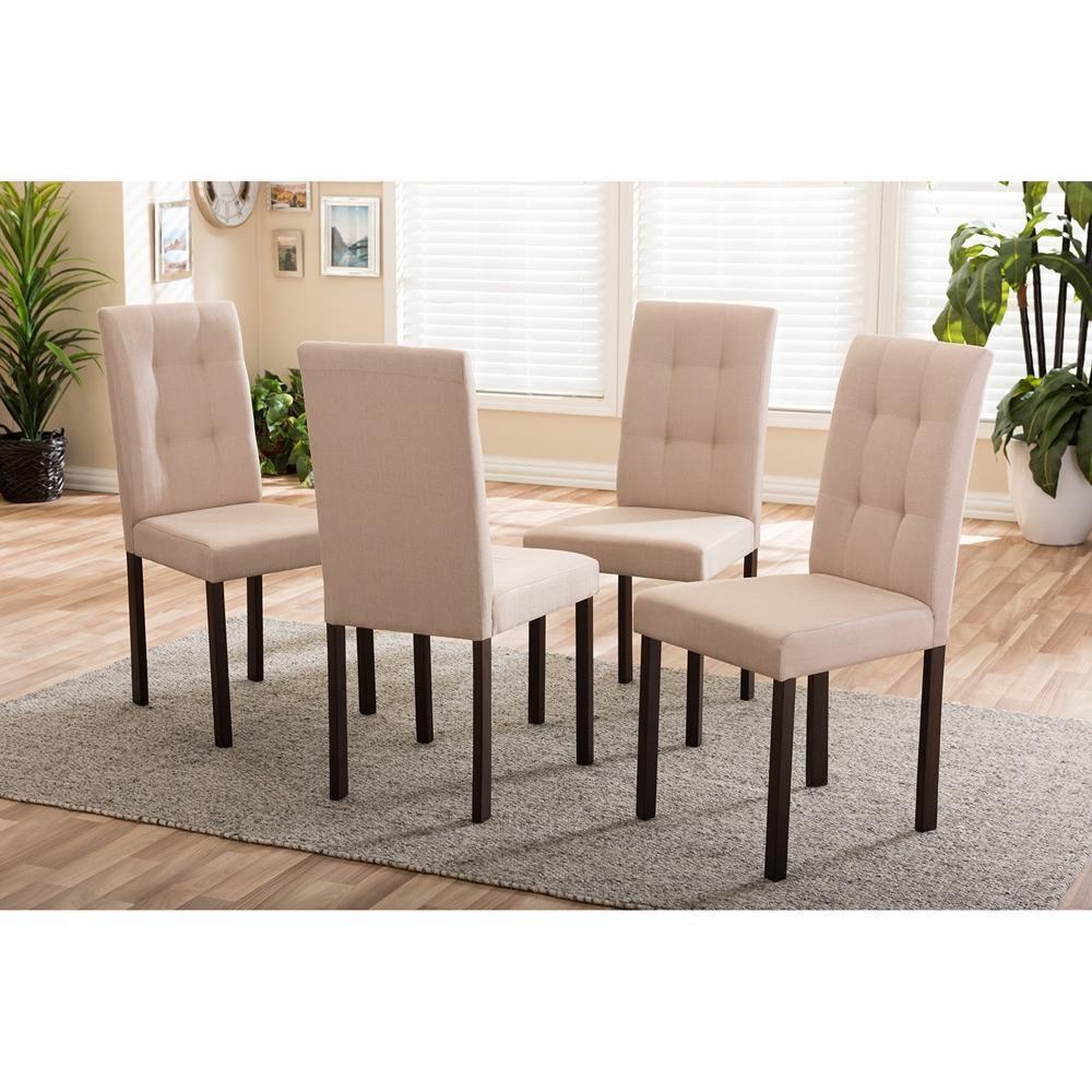 Andrew Modern and Contemporary Beige Fabric Upholstered Grid-tufting Dining Chair FredCo