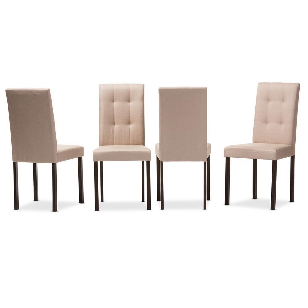 Andrew Modern and Contemporary Beige Fabric Upholstered Grid-tufting Dining Chair FredCo