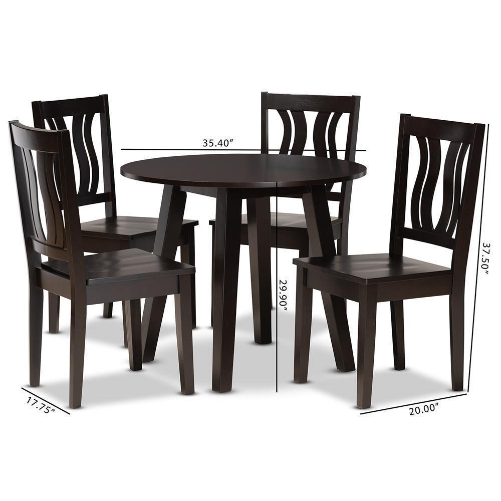 Anesa Modern and Contemporary Transitional Dark Brown Finished Wood 5-Piece Dining Set FredCo