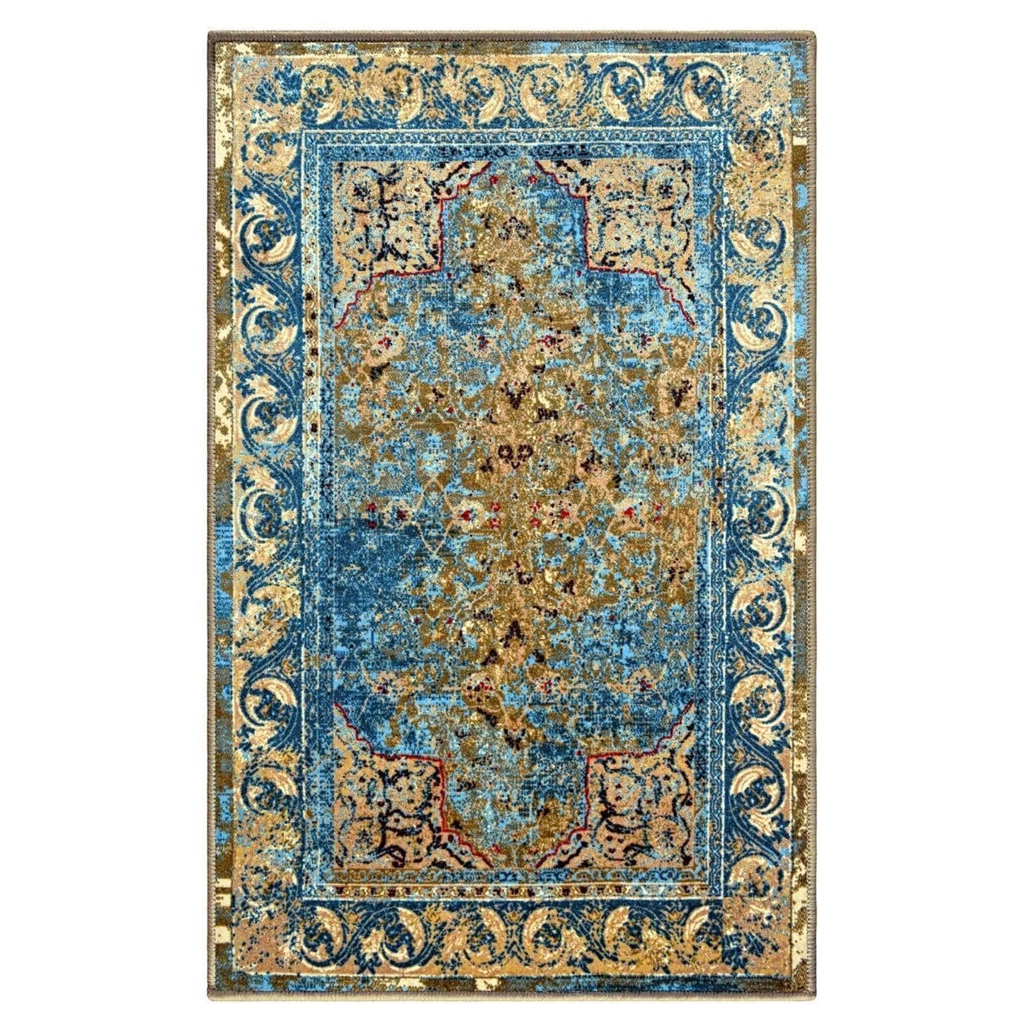 Angeles Non-Slip Foldable Vintage Oriental Distressed Rug FredCo