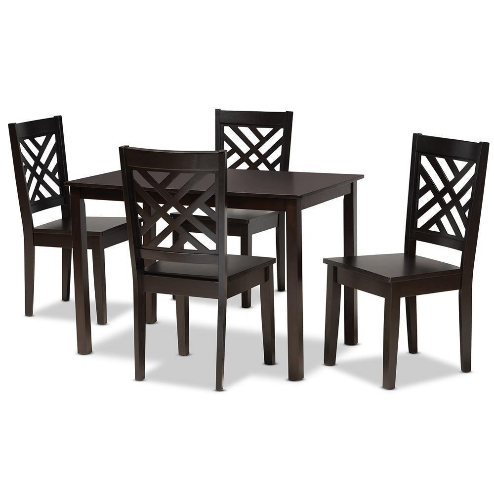 Ani Modern and Contemporary Dark Brown Finished Wood 5-Piece Dining Set FredCo