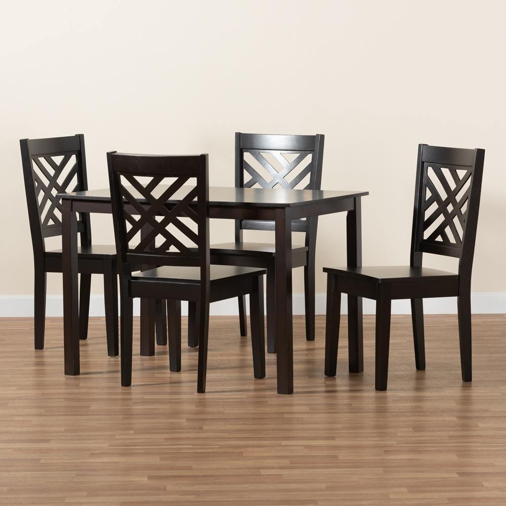 Ani Modern and Contemporary Dark Brown Finished Wood 5-Piece Dining Set FredCo