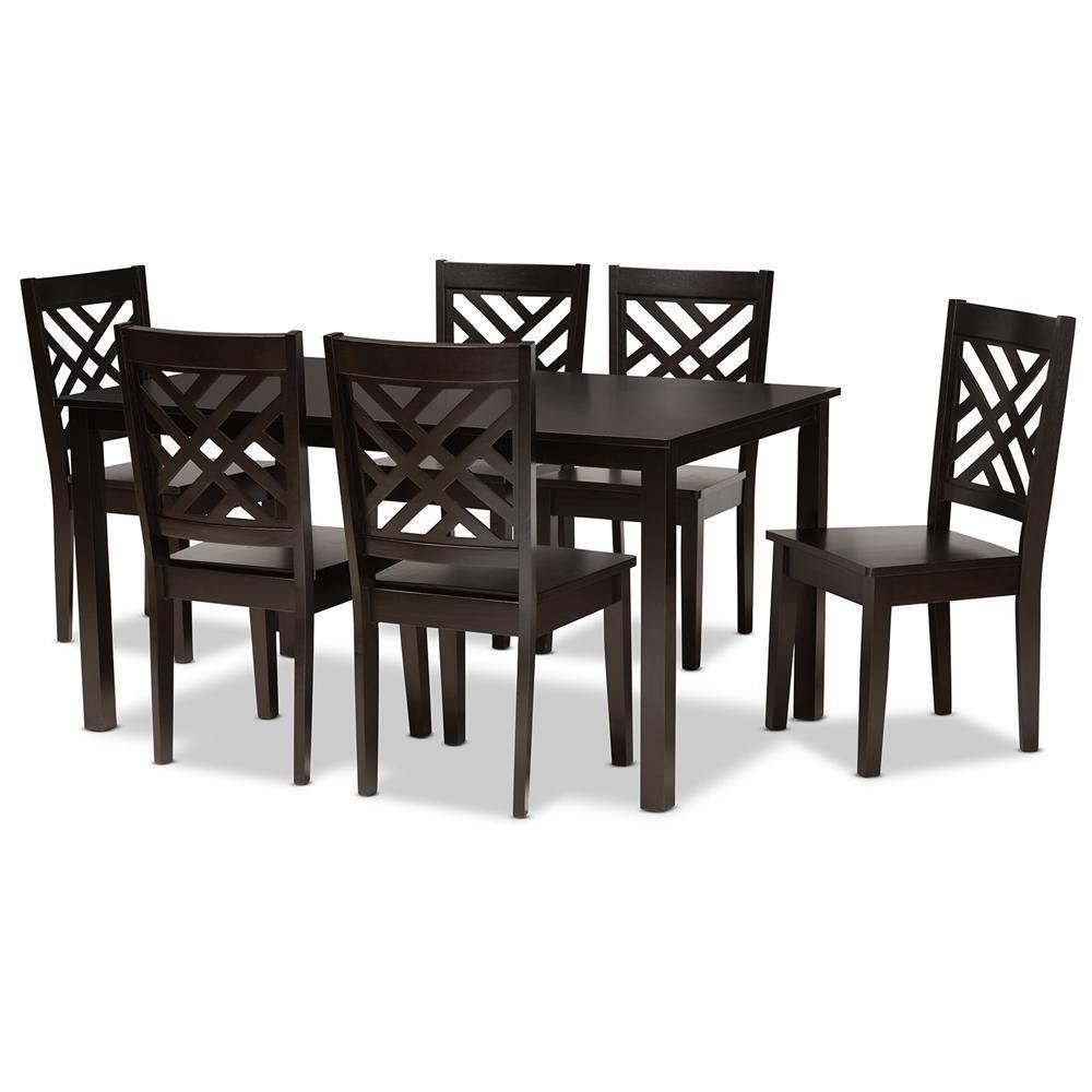 Ani Modern and Contemporary Dark Brown Finished Wood 7-Piece Dining Set FredCo