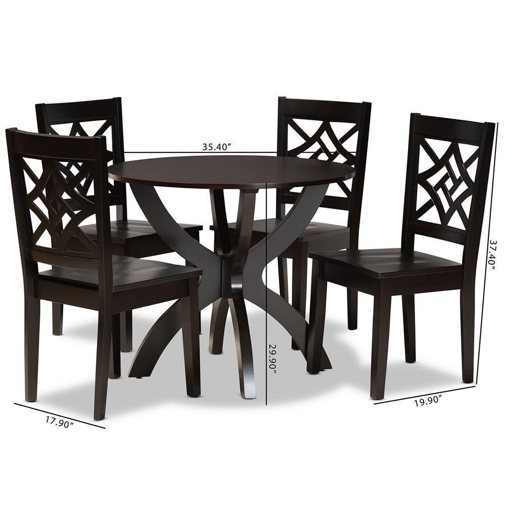 Anila Modern and Contemporary Dark Brown Finished Wood 5-Piece Dining Set FredCo
