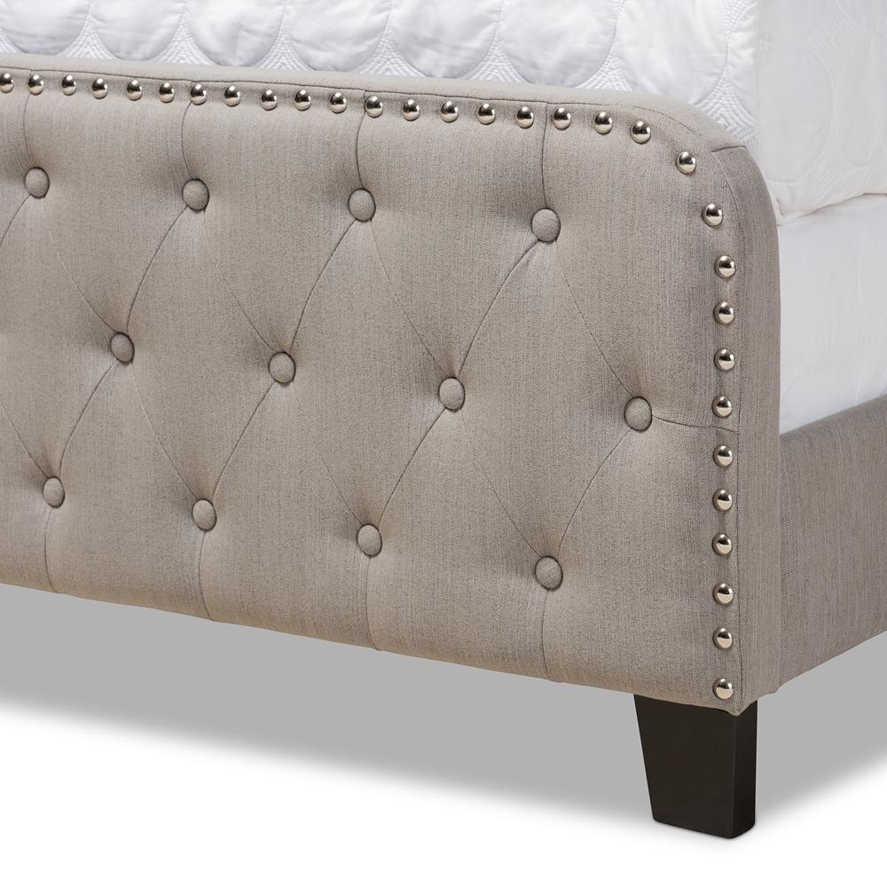 Annalisa Modern Transitional Grey Fabric Upholstered Button Tufted Queen Size Panel Bed FredCo
