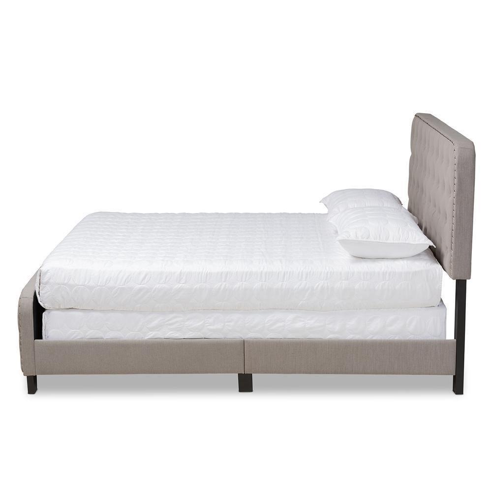 Annalisa Modern Transitional Grey Fabric Upholstered Button Tufted Queen Size Panel Bed FredCo