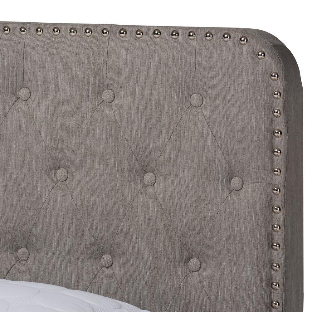 Annalisa Modern Transitional Grey Fabric Upholstered Button Tufted Queen Size Panel Bed FredCo