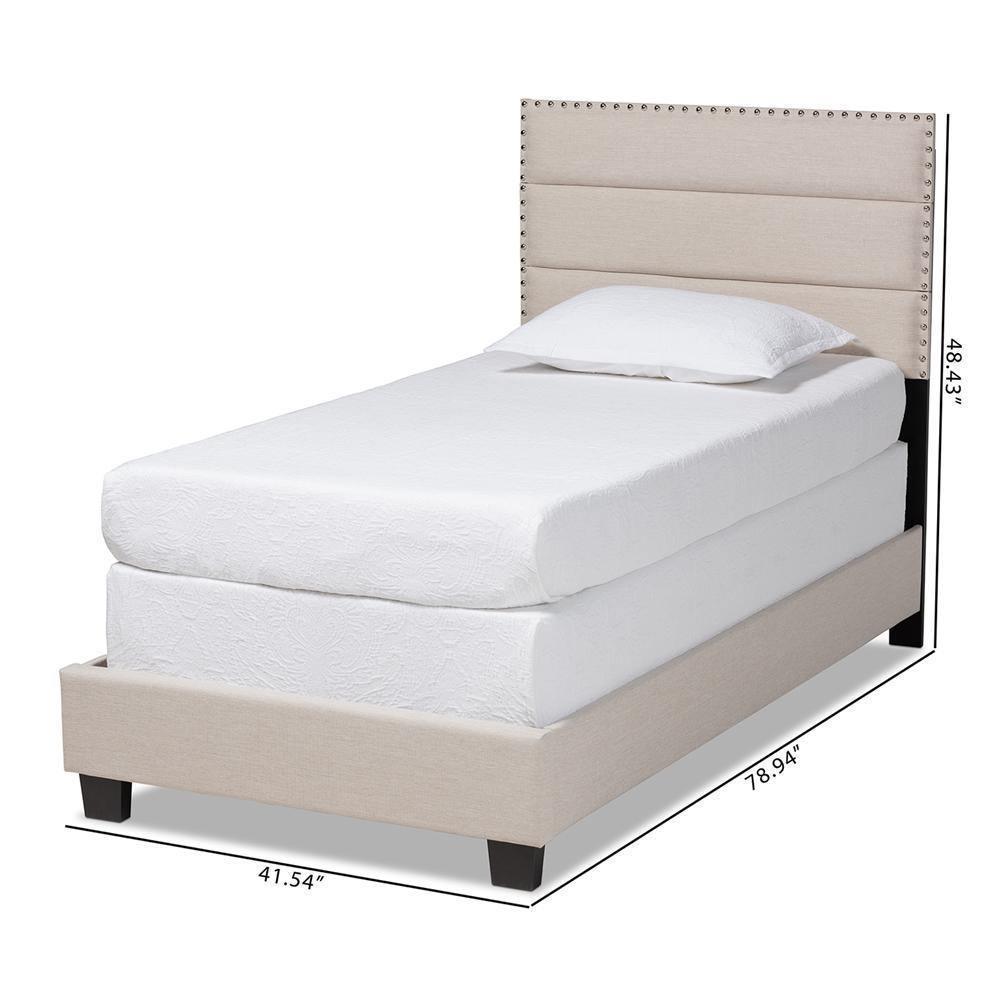 Ansa Modern and Contemporary Beige Fabric Upholstered Twin Size Bed FredCo