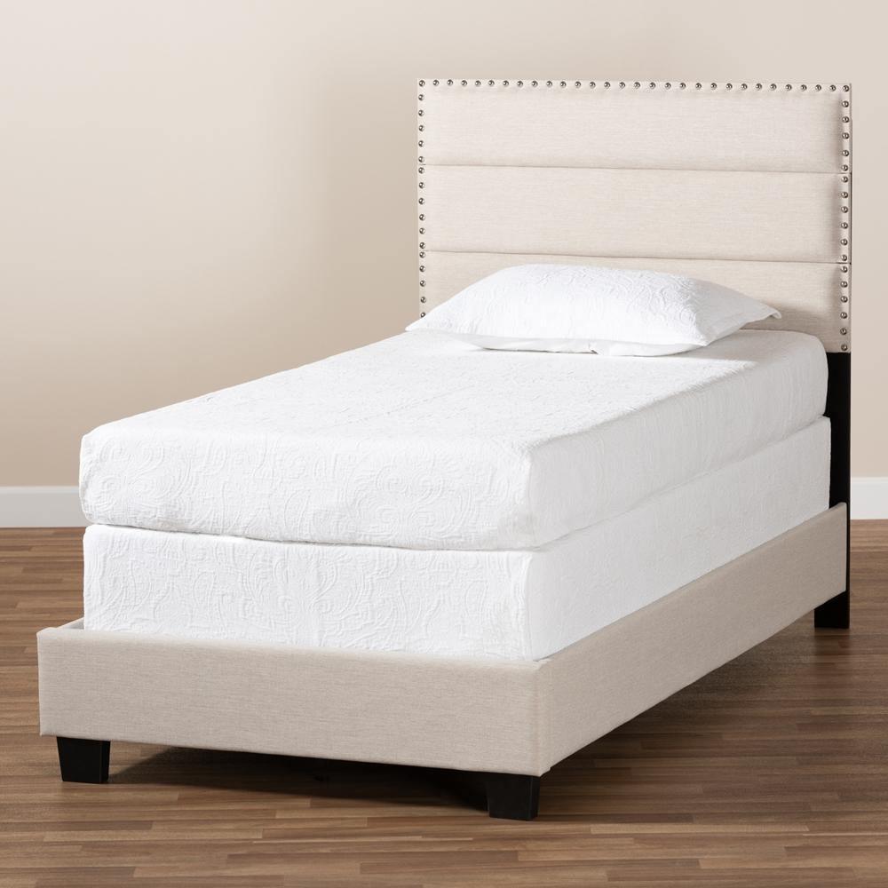 Ansa Modern and Contemporary Beige Fabric Upholstered Twin Size Bed FredCo