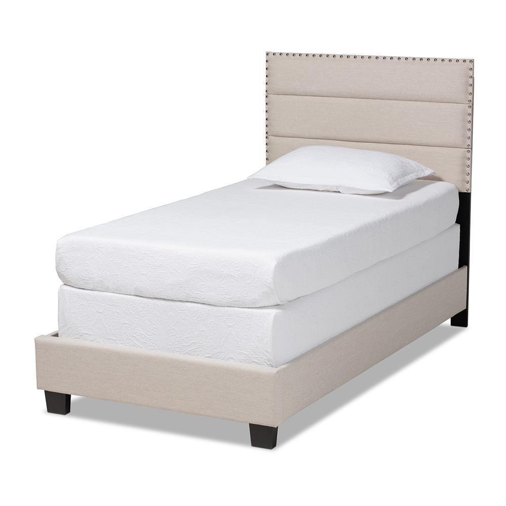 Ansa Modern and Contemporary Beige Fabric Upholstered Twin Size Bed FredCo