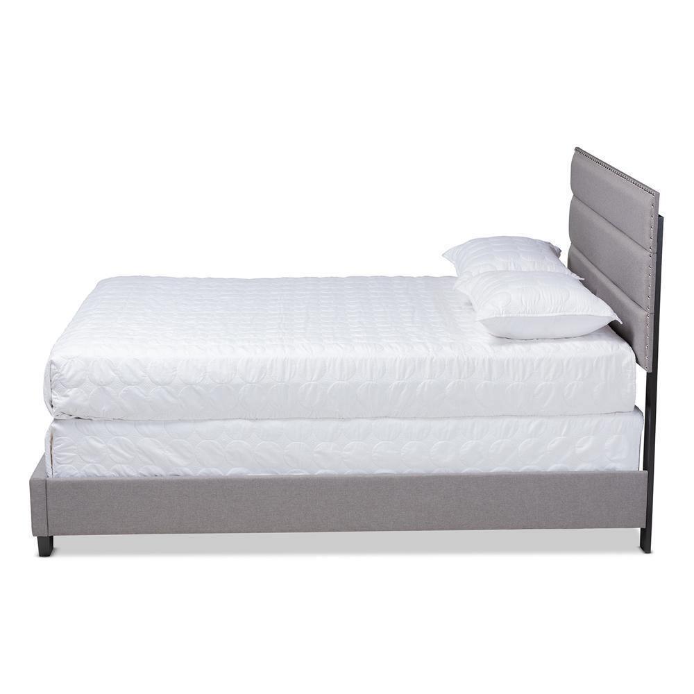 Ansa Modern and Contemporary Grey Fabric Upholstered King Size Bed FredCo