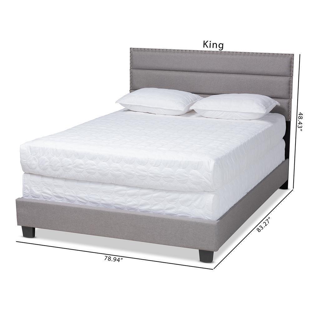 Ansa Modern and Contemporary Grey Fabric Upholstered King Size Bed FredCo