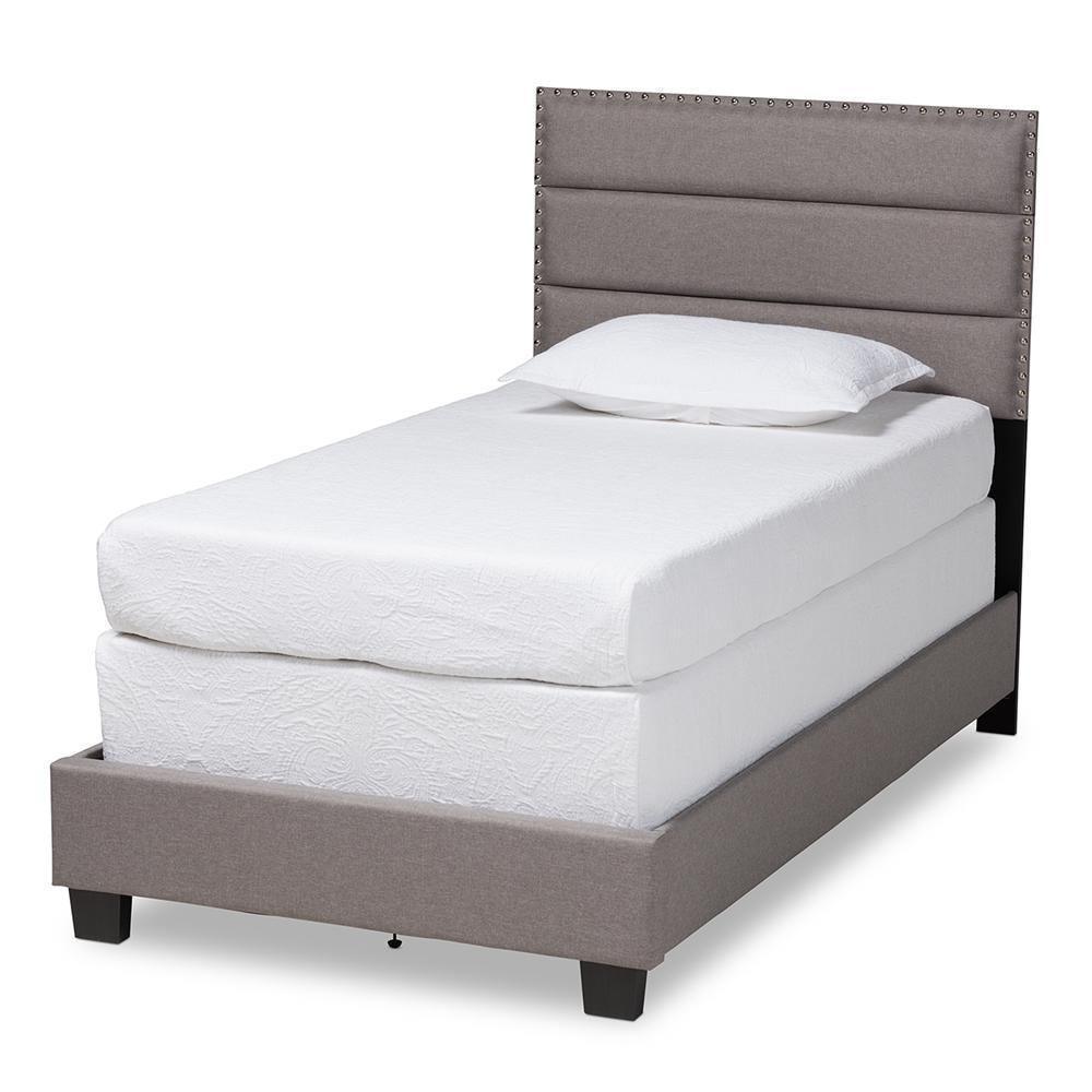 Ansa Modern and Contemporary Grey Fabric Upholstered Twin Size Bed FredCo