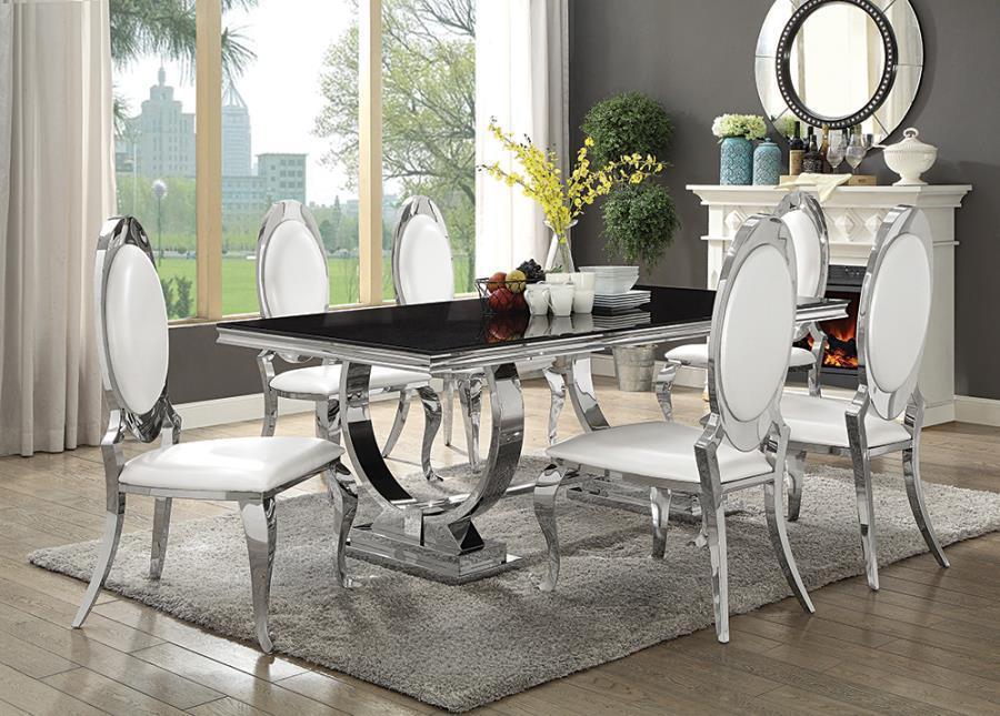 Antoine 5-piece Rectangular Dining Set Chrome 107871-S5 Coaster FredCo