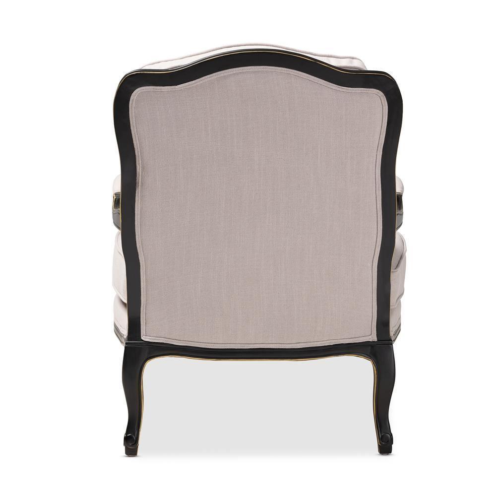 Antoinette Traditional Beige Fabric Upholstered and Black Finished Accent Chair FredCo