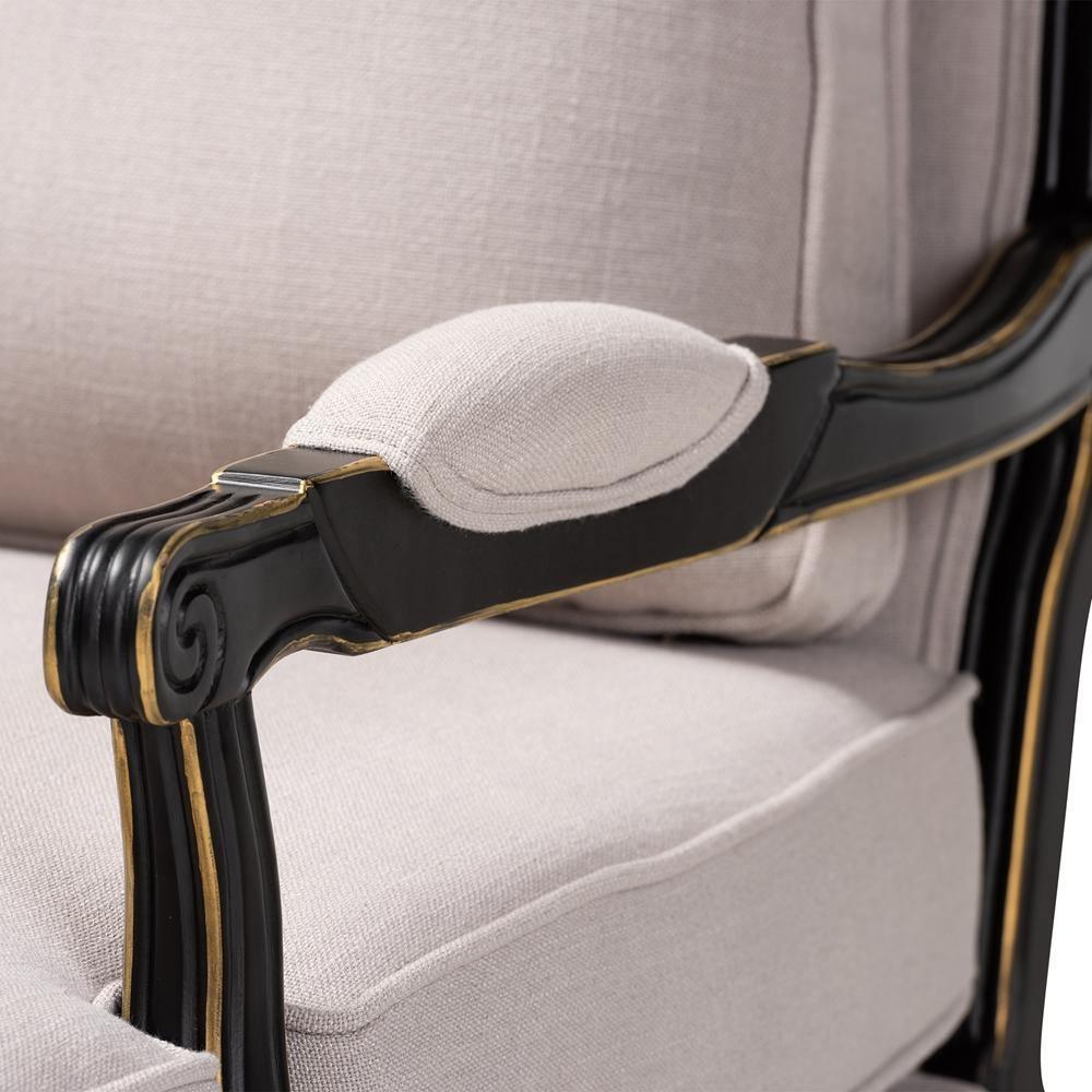 Antoinette Traditional Beige Fabric Upholstered and Black Finished Accent Chair FredCo