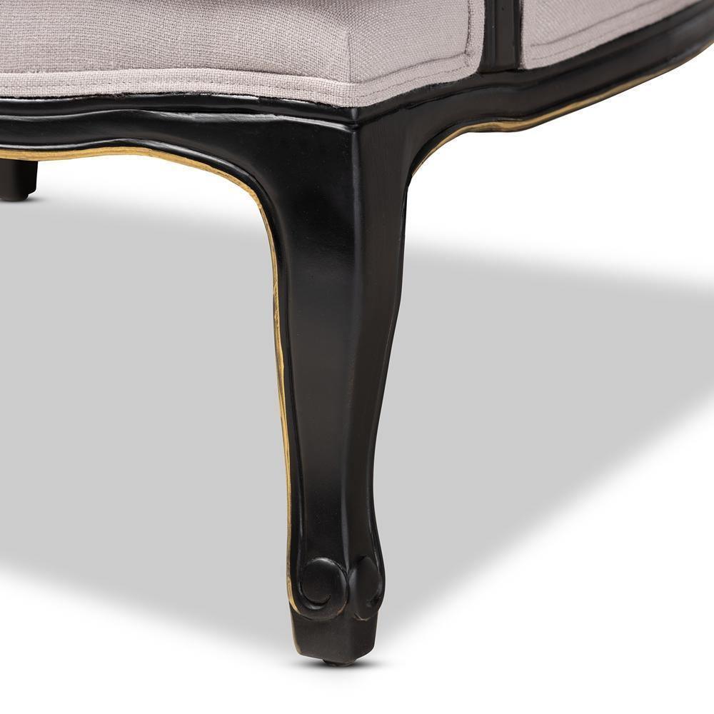 Antoinette Traditional Beige Fabric Upholstered and Black Finished Accent Chair FredCo