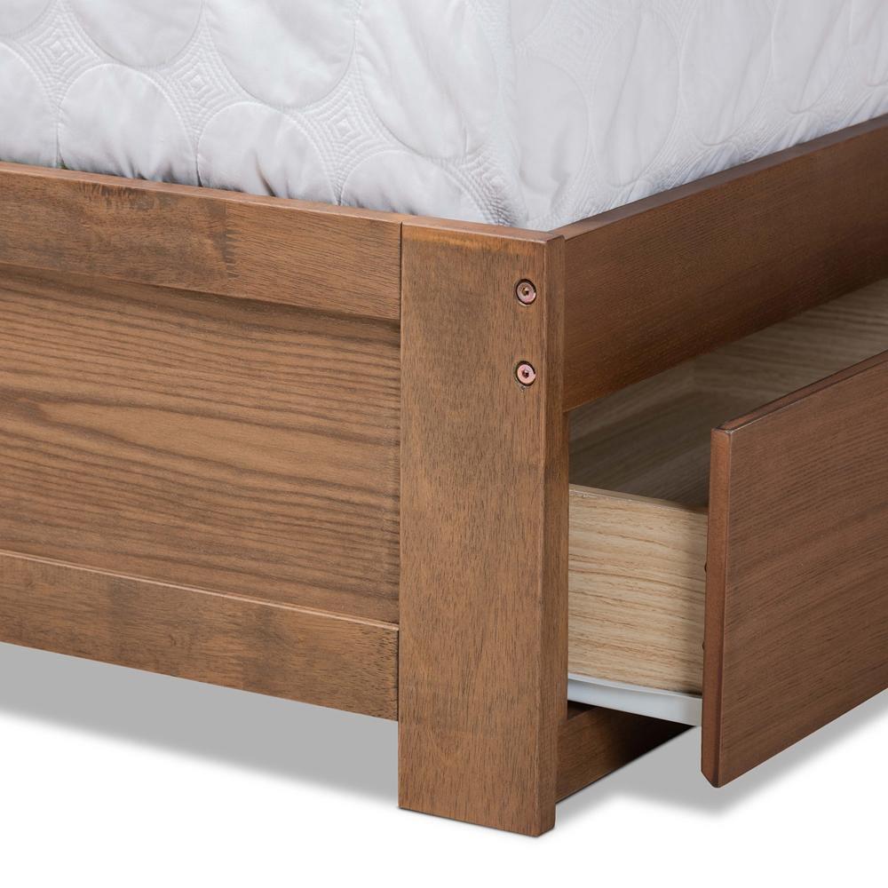 Aras Modern and Contemporary Transitional Ash Walnut Brown Finished Wood Queen Size 3-Drawer Platform Storage Bed FredCo