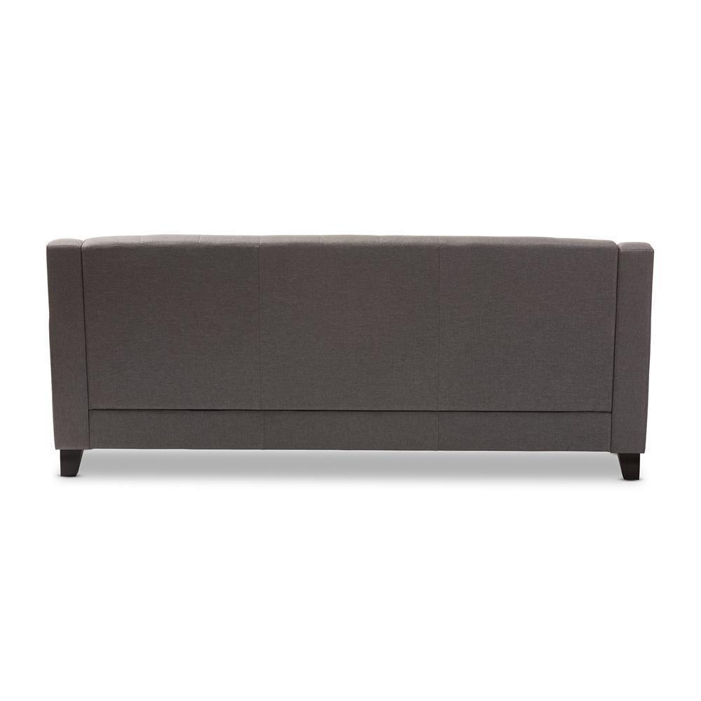 Arcadia Modern and Contemporary Grey Fabric Upholstered Button-Tufted Living Room 3-Seater Sofa FredCo