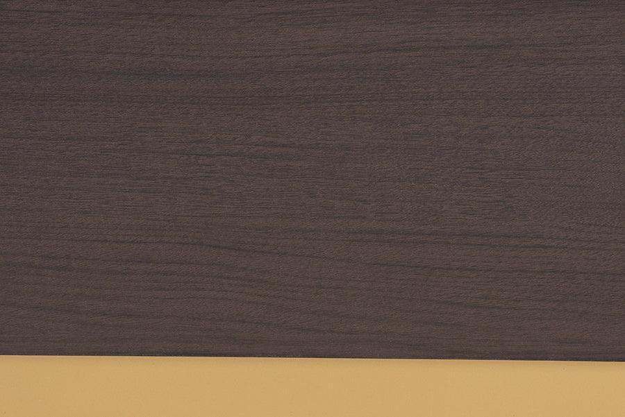 Arcelia Contemporary Glam and Luxe Two-Tone Dark Brown and Gold Finished Wood Queen Size Platform Bed FredCo