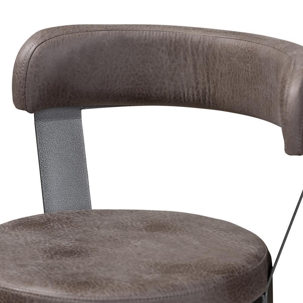 Arcene Rustic and Industrial Grey Faux Leather Upholstered Pub Stool Set of 2 FredCo
