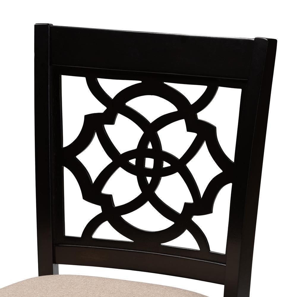 Arden Modern and Contemporary Sand Fabric Upholstered Espresso Brown Finished Wood Counter Stool (Set of 2) FredCo