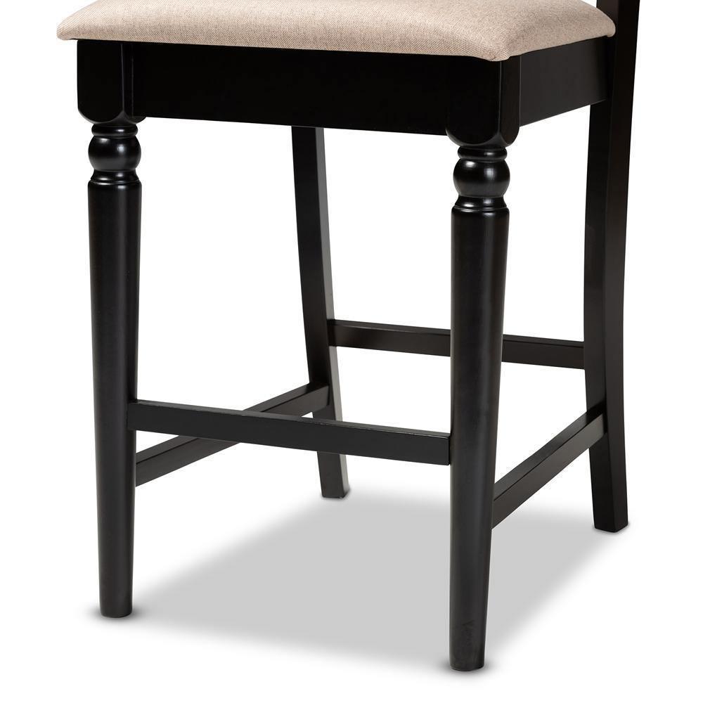 Arden Modern and Contemporary Sand Fabric Upholstered Espresso Brown Finished Wood Counter Stool (Set of 2) FredCo