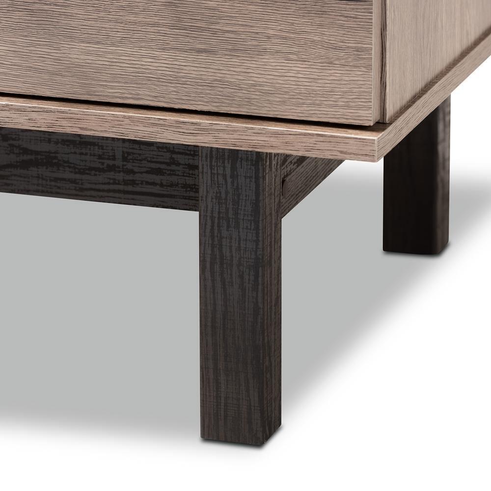 Arend Modern and Contemporary Two-Tone Oak Brown and Black Wood 1-Drawer Coffee Table FredCo