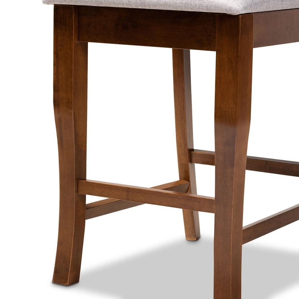 Aria Modern and Contemporary Grey Fabric Upholstered and Walnut Brown Finished Wood 2-Piece Counter Height Pub Chair Set FredCo