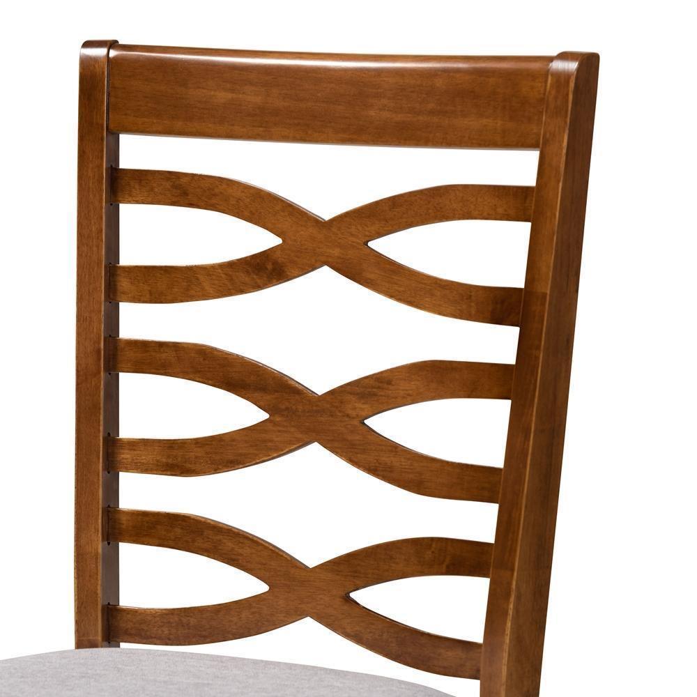 Ariane Modern and Contemporary Grey Fabric Upholstered and Walnut Brown Finished Wood 5-Piece Dining Set FredCo